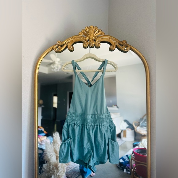 Free people movement teal blue get your flirt on romper XL - Picture 2 of 3